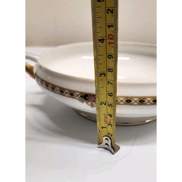 Noritake The Ceylon Oval Covered Vegetable Dish Roses on Black Japan - Picture 7 of 7